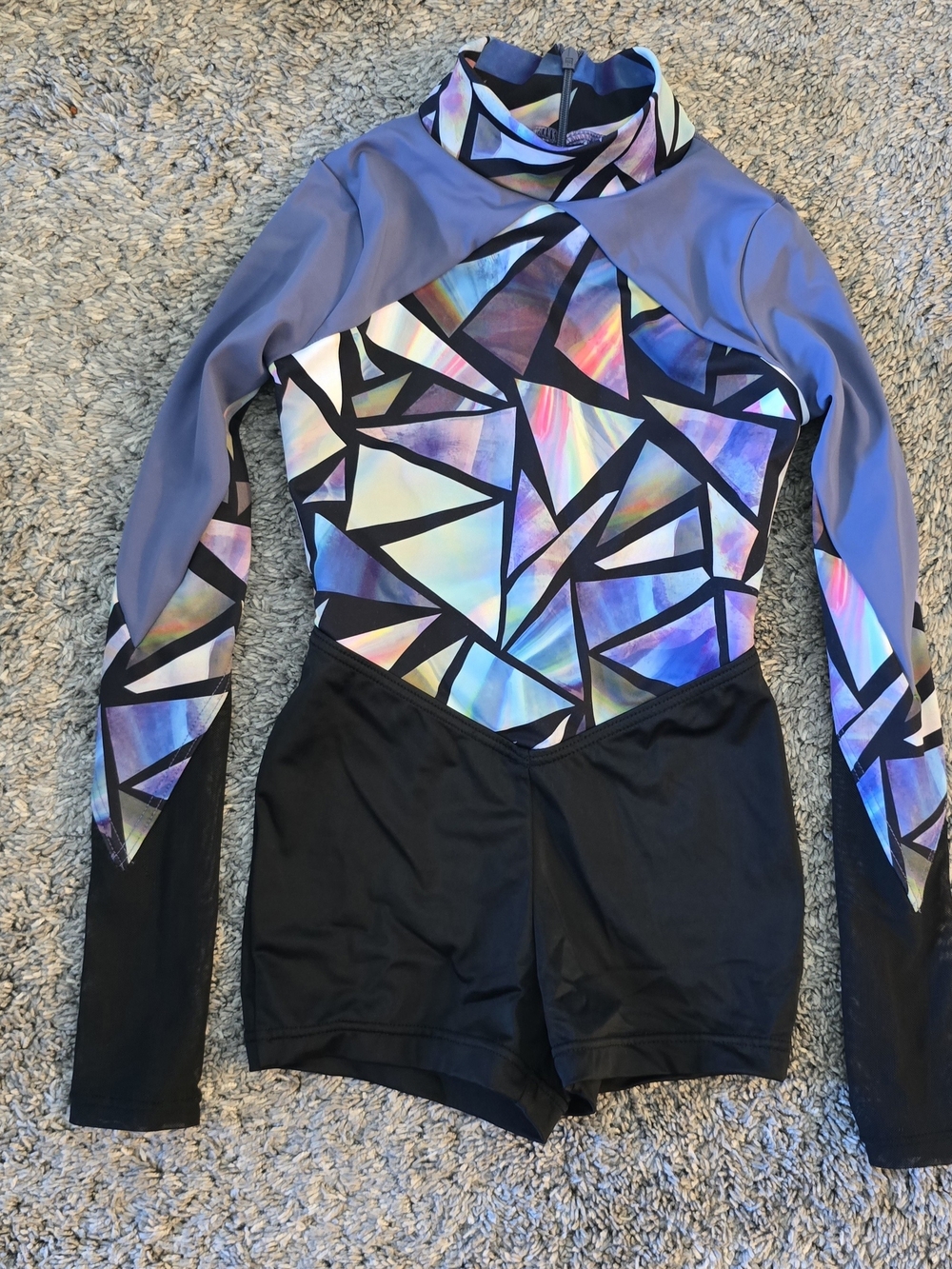 Weissman Shattered Glass Broken Sorrow Long Sleeve Dance Biketard Girls Size IC